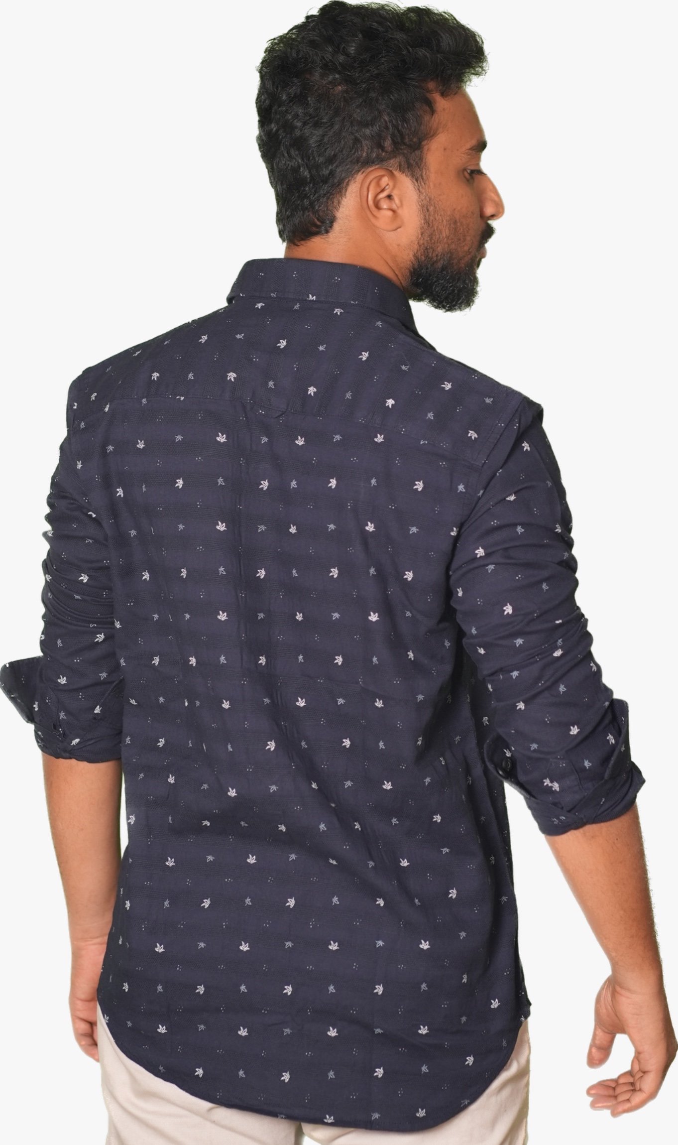 WalkingMan Navy Micro-Print Shirt – Slim Fit - Image 2