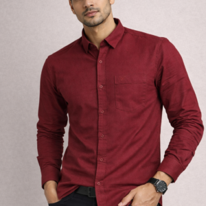 Oxford Cotton Maroon Shirt | WalkingMan™ Artisan Series
